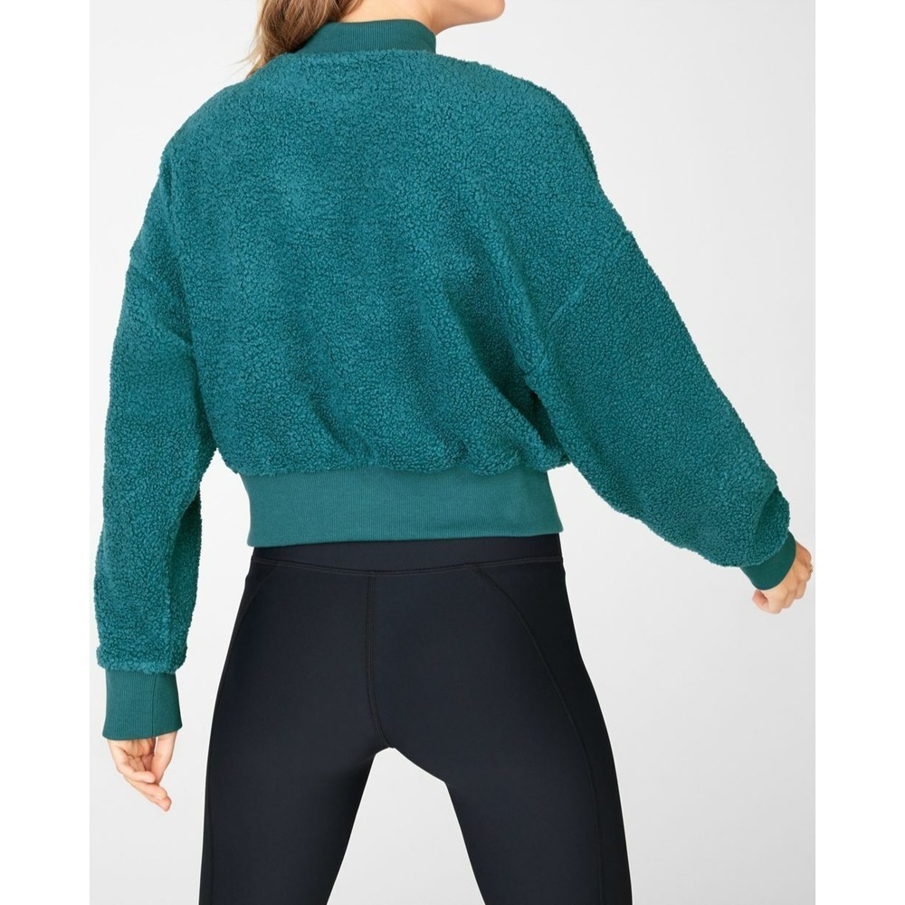 ✨2/$20 Fabletics Malia Polar Fleece Pullover Sweatshirt Teal Deep Pile XXS Cozy - Picture 11 of 11